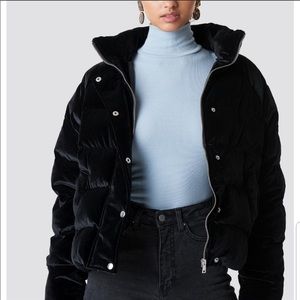 Topshop velvet puffer coat
